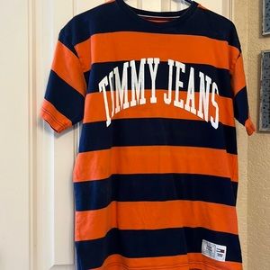 Tommy Tshirt Vintage Blue & Orange Striped Size S